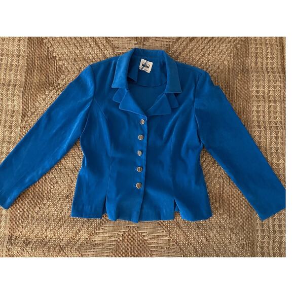 VTG. Leslie Fay Petite Blazer SZ 12P Blue front close - Picture 1 of 10